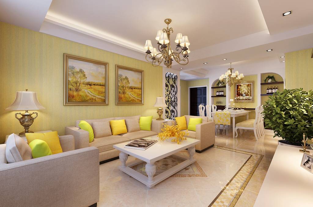 歐式風格客廳裝修效果圖，最大膽的色彩搭配！